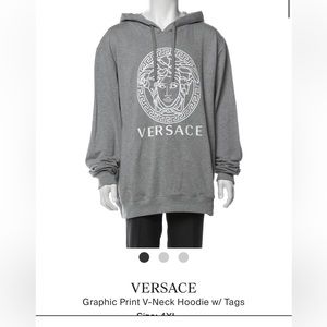 Versace Graphic Print V-Neck Hoodie